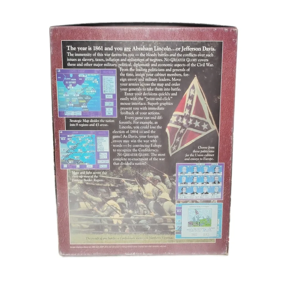 Vintage 1991 SSI No Greater Glory American Civil War Big Box PC Strategy Game